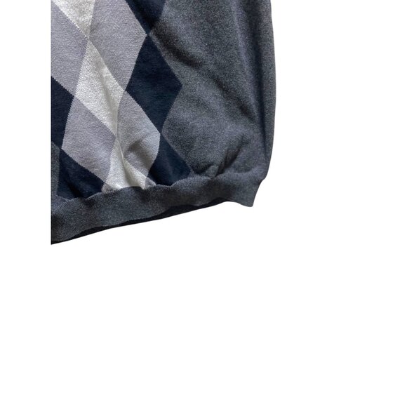 Axist Y2K Argyle Plaid V Neck Sweater Vest Gray Size L Preppy Counteyside Chic - Picture 7 of 10